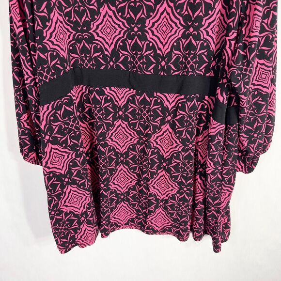 Lane Bryant Plus Size 26 28 Top Pink Black‎ Square Neck Knit Stretch Print 1109 - Picture 6 of 8